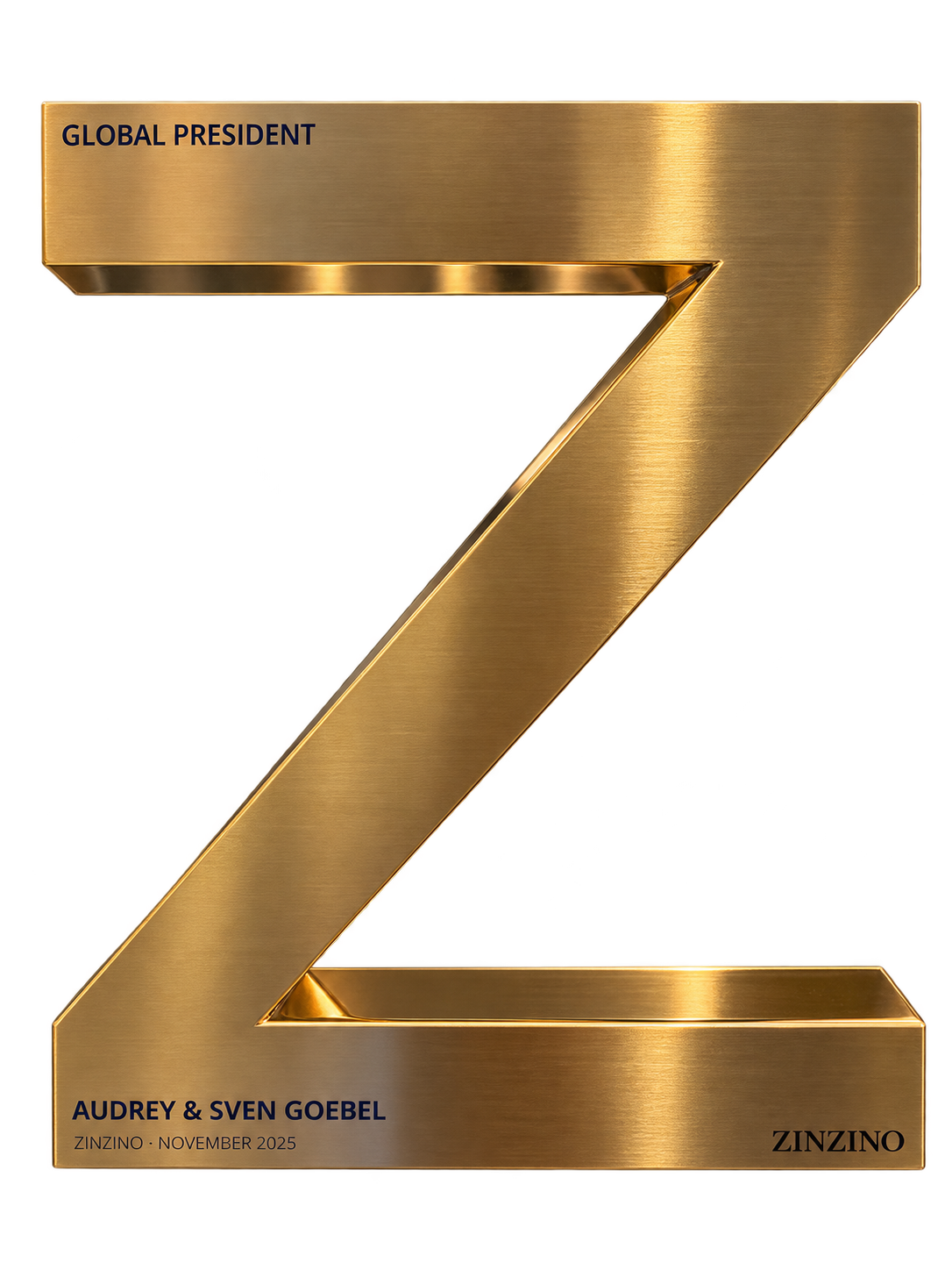 Zinzino Global President – aufbereitetes Foto der Auszeichnung für Audrey und Sven Goebel